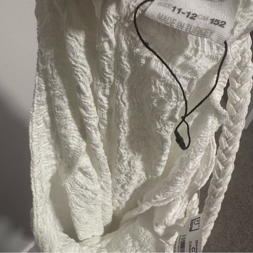 Zara Kids Girl Textured Floral Appliqué Dress - White - Picture 6 of 9
